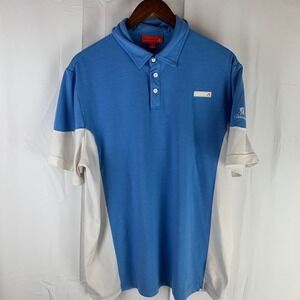Redvanly Polo Shirt Mens XL‎ Blue White Colorblock Glenmoor Performance Stretch